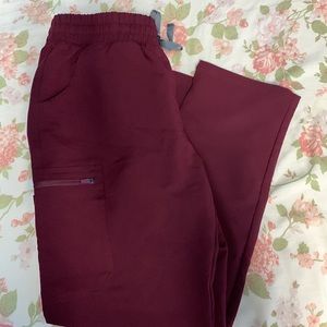 Figs burgundy high waisted yola skinny pant in medium petite